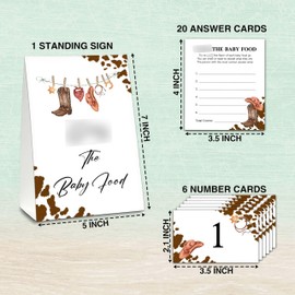 Find the Baby Food Party Games, Cowboy Baby Shower Game Set (1 Standing Sign + 20 Answer Cards + 6 Number Cards), Rustic Country Western Name the Baby Food Game, Baby Shower Favors Decorations(16)
