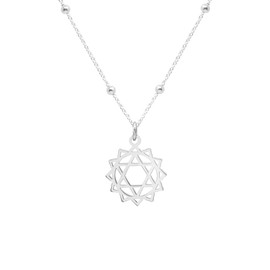 WANDA PLATA Chakra Necklace Heart Chakra Anahata Pendant in Sterling Silver for Women Yoga Necklace in Gift Box, Sterling Silver, No Gemstone