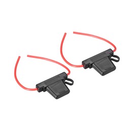 sourcing map Pack of 2 Car Fuse Holder Inline 10 AWG Car Waterproof Black for Maxi Fuse