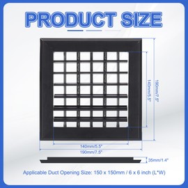 PATIKIL 6x6 Inch Plastic Ventilation Grille, Adjustable Outlet Air Vent Removable Vent Filter Grilles with Built-in Mesh Screen for Wall or Ceiling HVAC Vents, Black