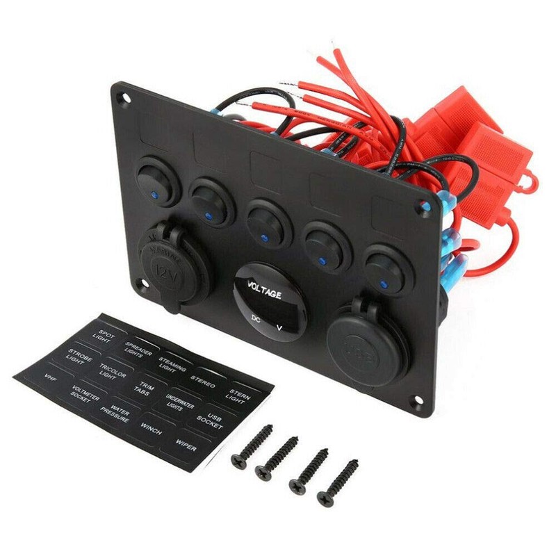 5 Gang Switch Panel, Litesort 12V 24V Inline Fuse Box