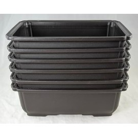 Yubonzai Japanese Heavy Duty Dark Brown Rectangular Plastic Bonsai Training Pot, Cactus & Succulent Planter - 10.5"x 7.75"x 3.5" (6 Pots)