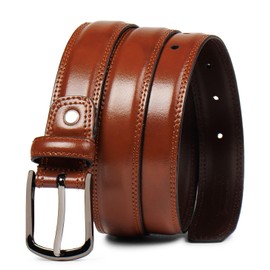 Genuine Leather Dress Belt 30mm/ 1.18” Wide| Single Prong Buckle- Classic Belt for Suits Work Business and Casual -Style EX30 (TAN, 38-40" Waist (125cm/49”Strap))