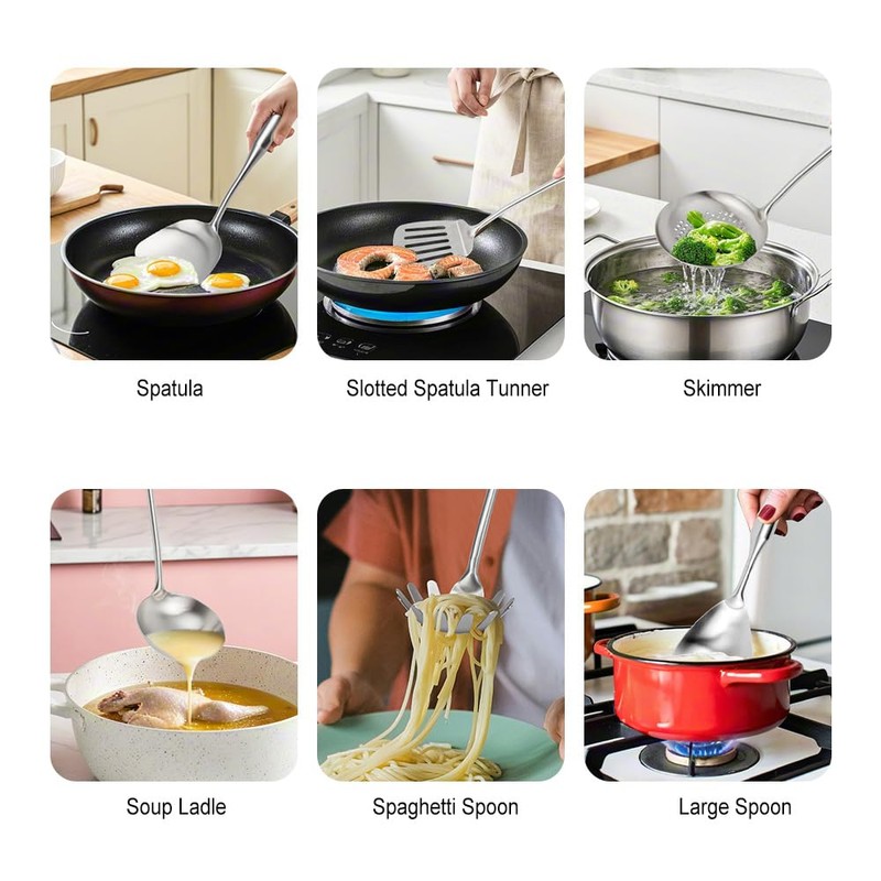 304 Stainless Steel Kitchen Utensils Set, 11PCS Metal Cooking Tools,