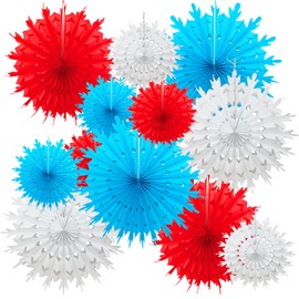 Time to Sparkle Jubilee Decorations 12 Pack Mix Tissue Paper Fan Party Fan Snowflake Christmas Wedding Decoration Fan Mix-White