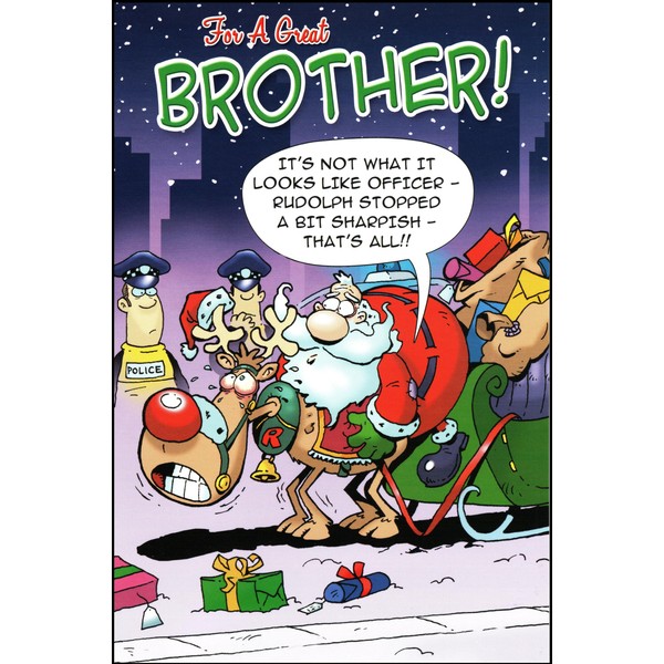 Rude Funny Christmas Card For a Great Brother | Santa