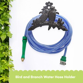 Noa Store Garden Hose Holder - Decorative Wrought Iron Wall-Mounted Hose Organizer - Heavy-Duty Wall Mount Water Hose Holder - Hook Rack for Water Hose - Outdoor Hose Holder - H8xL10xW5.7 inches