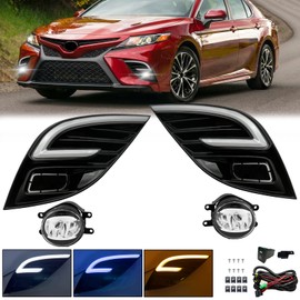 LED & DRL Fog Lights Fit 2018 2019 2020 Toyota Camry SE & XSE 1 Pair w/Switch Wiring Harness