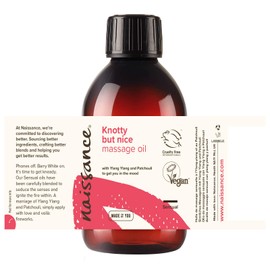 Naissance 'Knotty But Nice' Massage Oil 250ml, 100% Blend of Grapeseed with Ylang Ylang, Patchouli, Clary Sage, Orange, Grapefruit, Frankincense, Black Pepper Essential Oils
