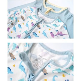 Teach Leanbh Unisex Baby 2 Pack Bamboo Viscose Pajamas with Mittens and Feet Cuffs Soild 2 Way Zipper Long Sleeve Romper Sleep and Play (18-24 Months, Lemon+Cream yellow)