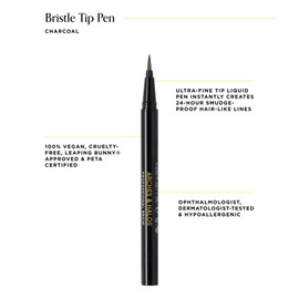 Arches & Halos Fine Bristle Tip Pen - Creamy, Buildable Formula for Shaping and Defining Eyebrows - Waterproof, Long Lasting, 24 Hour Color - Precise Bristled Applicator Tip - Charcoal - 0.02 oz