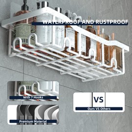 LURVUO Shower Caddy Shower Organizer,3Pack No Drilling Large Capacity Rustproof Adhesive Bathroom Organizer for Bathroom Storage&Kitchen,White