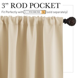 RYB HOME RV Camper Door Window Curtains -Blackout Privacy Curtains & Drapes for Bathroom Bedroom Kitchen Portable Travel Trailer Small Window Decor, W 34 x L 24, Biscotti Beige, 2 Panels