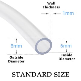 Dcizlont Clear Plastic Tubing, 6mm x 8mm, 10M, PVC Tube Hose Water Pipe, Also for Oil and Air, Food Grade
