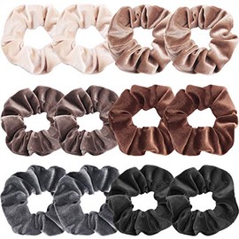 VENUSTE Haargummis Scrunchies aus Samt für Damen, Weiche elastische Haarbänder Haarschmuck, Neutrale Farben, 12 Stück