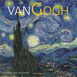 Graphique 2026 van Gogh Wall Calendar | 12” x 12” | Thick Paper | Home & Office Organizer | Large Monthly Grid | 3 Languages & Marked Holidays | 4 Month Preview Page for 2027