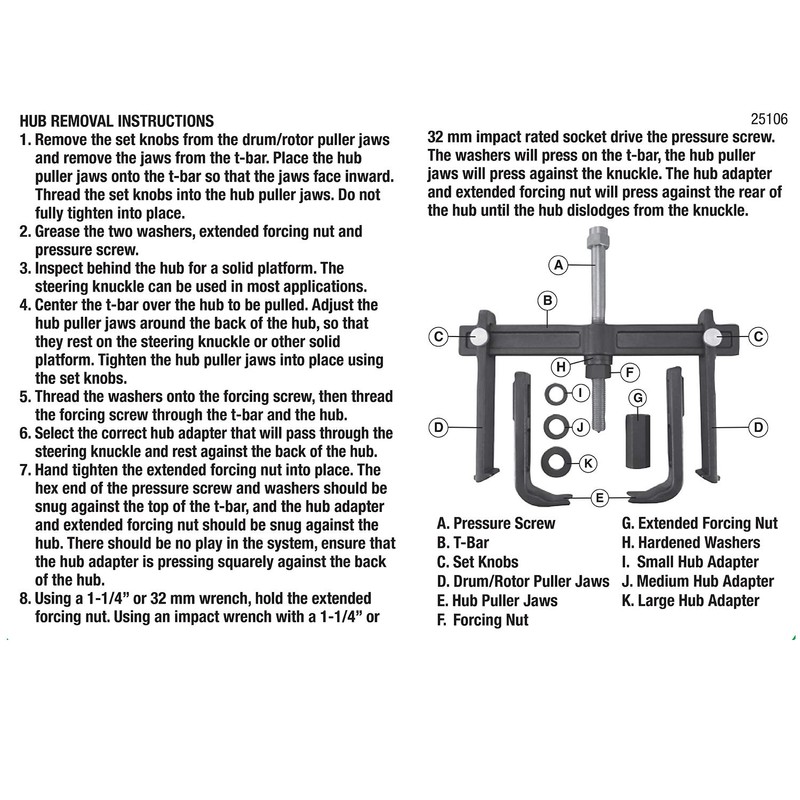 OEMTOOLS 25106 Brake Drum Puller and Rotor Removal Tool, Brake
