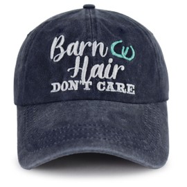 Horse Gifts for Girls Women Men, Funny Embroidered Barn Hair Don't Care Hat, Adjustable Cotton Animal Farm Horse Stuff Baseball Cap, Birthday Gifts for Dad Mom Friends Horse Lovers Farmer Ranch Owner