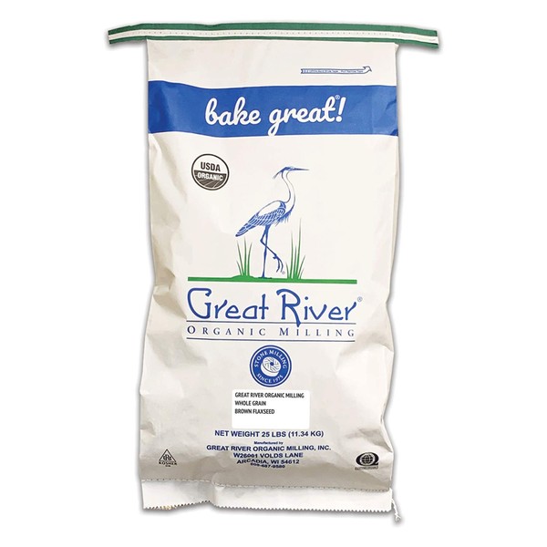 Great River Organic Milling, Whole Grain, Brown Flaxseed, Organic, 25-Pounds (Pack of 1)