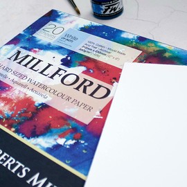 Millford 9 x 12-inch Hard, Watercolour Paper, 20 Sheets, 300 gsm, No Surface, Acid Free
