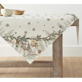Artoid Mode Trees Ball Merry Christmas Tablecloth, Table Linen, Winter Kitchen Table Decoration, Indoor, Holiday, Party Decor, 85 x 85 cm