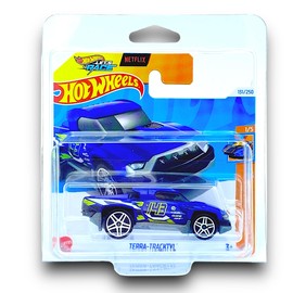 Hot Wheels Terra-Tracktyl (Blue, Yellow & White Let's Race) 1/5 HW Track Champs - 2024-131/250 (Short Card) - includes a KLAS Car Keeper Protector Case - HTD48
