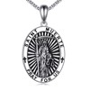 LWQQWL Santa Muerte Necklace for Men Women Sterling Silver Grim