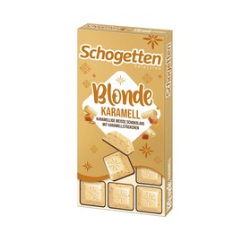 Schogetten Schogetten Blonde Karamell I karamellige weiße Schokolade & Karamell-Stücken I 100 g Schokoladentafel I praktisch einzeln portioniert