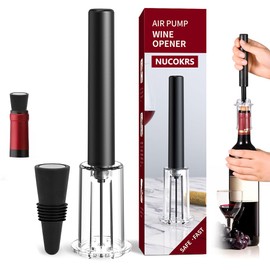 Air Pressure Wine Bottle Opener with Wine Bottle Stoppers 2 Pcs - NUCOKRS Quick and Easy 3-7 Times Cork Removal Great Gift for Wine Lovers