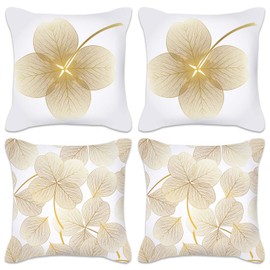 Betadistor Yellow Cushion Covers 45 x 45 cm Set of 4, Yellow Leaves Pillow cover Pillow case Cushion Cover for Sofa outdoor Garden Bed Couch Cushion Bedroom Living Room, Yellow Leaves, 509-0177
