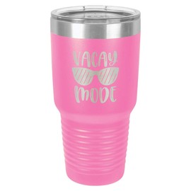 VACAY MODE Pink 30 oz Tumbler With Straw and Slide Top Lid | Stainless Steel Travel Mug | Compare To Yeti Rambler