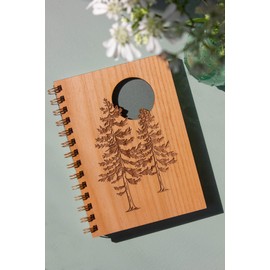 Evergreen Trees Wood Journal [Notebook, Sketchbook, Spiral Bound, Blank Pages]