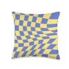 Lemon Zest Twist Retro Checkerboard Blue Yellow Checkered Throw Pillow