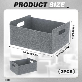 Esteopt Faltbare Aufbewahrungskörbe,2STK felt storage basket, faltbarer Organizer,Filz Aufbewahrungsbox,Filzkorb Grau Rechteck,Aufbewahrungskörbchen,Aufbewahrungskorb klein,Groß 30 x 26 x 12.5 cm
