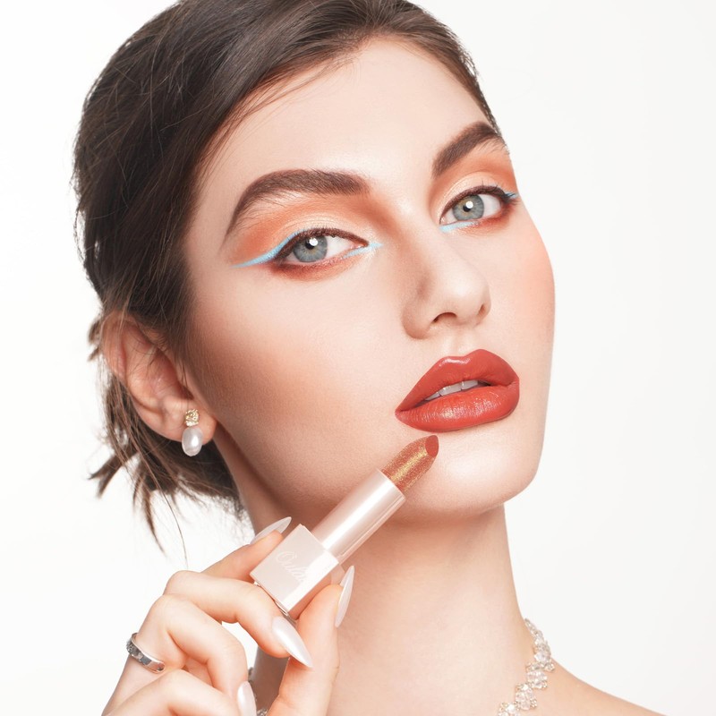 OULAC Moisturising Shine Lipstick Reddish Brown, Shimmering with Shiny Surface,