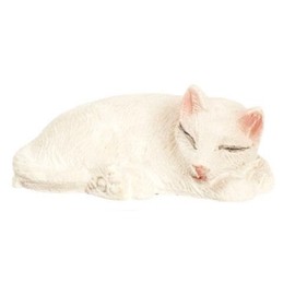 Dollhouse Sleeping White Cat Rolled Up Lying Miniature Pet 1:12 Scale