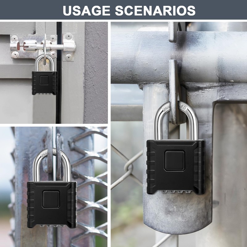 ZHEGE Heavy Duty Combination Lock Outdoor, 4 Digit Large Weatherproof