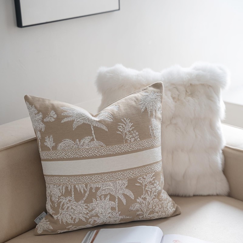 Croker Horse Premium Throw Pillow Covers 20x20 Inches - Oatmeal