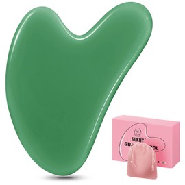 Gua Sha Stones Face Jade Guasha Board Massage Tool Heart Shape Jade for Face, Eyes, Neck for Skin Care, Beauty and Relaxation of Body Muscles (Green)
