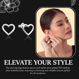 925 Sterling Silver Stud Earrings - Nickel & Lead-Free Stud Earring - Hypoallergenic Earring Studs - Butterfly Lock Closure Silver Stud Earring - Earrings Studs for Women - Libi's Thai Jewelry