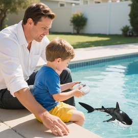 NIPLOOOW 2.4GHz Remote Control Shark Toys for Boys,1:18 Scale High Simulation Shark Toys with Light & Spray, RC Sharks for Pools & Lakes, Toy Shark Boat Gift for 4 5 6 7 8 9 Year Old Kids Boys Girls