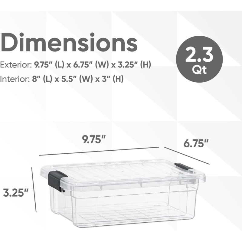 Superio Clear Storage Bins with Lids, 5 Pack- Plastic Storage