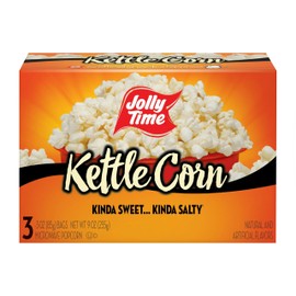 JOLLY TIME Microwave Kettle Corn Sweet & Salty Glazed Gourmet Popcorn (3-Count Box), 9 ounce