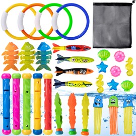 Sebami Juguete Acuático para Piscina 31Pcs Juguetes de Buceo Conjuntos de Juegos de Agua Juguetes de Buceo Piscina bajo el Agua para Verano Divertido (31 Pcs)