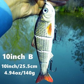 Fishing Lure Swimbait for Bass Trout Crappie  Muskie Pike Slow Sinking Lure Minow Lifelike 4segment Fish Fishing Tackle 6inch 10inch Minnow - Color: 10inch B