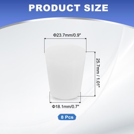 PATIKIL Tapered Shaped Solid Silicon Stopper, 7/8" Tube Rubber Stoppers Lab Plugs for Sealing Copper Pipes Bottles Vials, 8 Pcs