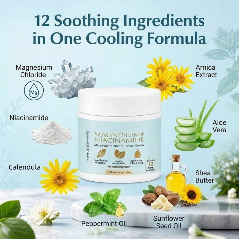 YASERDE Magnesium Niacinamide Relief Cream,Magnesium Chloride Cream with Arnica,for Joints,back,foot,