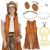 LEACCO Hippie Kostüm Damen Weste 5stk Boho Retro Hippie Kleidung