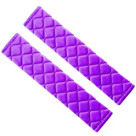 FATASH Pack of 2 Car Seat Belt Pads 11 x 2.4 Inch, Soft Plush Shoulder Strap Cushion Cover with Velcro Closure, Multifunctional for Luggage, Backpacks Harness Pad, Comfortable for Kid & Adult - Purple