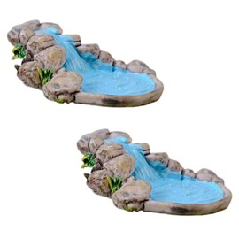 Zhuluck 2Pcs Blue DIY Miniature Water Pool Fairy Garden Lawn Ornament Mini Outdoor Statues for Mountain Dollhouse Decor Craft Garden Sculptures and Statues